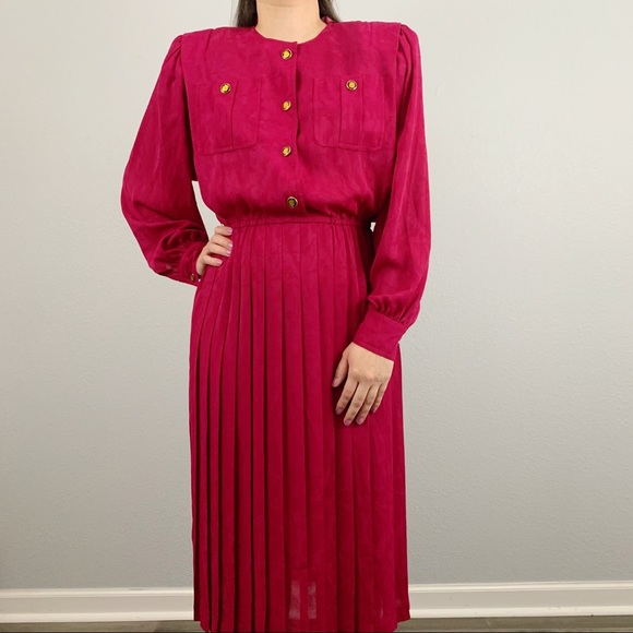 Vintage Dresses & Skirts - Vintage Leslie Fay Long Sleeve Floral Dress